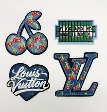 4pc Embroidered Iron-On Logo Patch Mixed Set  Cherry Heart Style & Funny Text picture