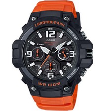 Casio MCW100H-4AV, Chronograph Watch, Orange Resin Band, 100 Meter WR, Date picture