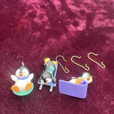 Keepsake Penguin Races Miniature Christmas Ornaments Set of 3 2005 Hallmark picture