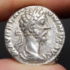 Emperor Marcus Aurelius Denarius 177AD Ancient Roman Empire Silver Coin Mars picture