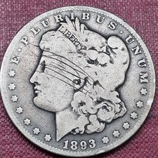 1893 O Morgan Silver Dollar $1 Circulated Details New Orleans Key Date #100976 picture