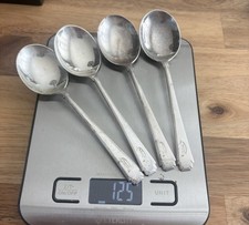 4 Vintage Wallace Sterling Soup Spoons .925 Silver Pat.77340 125g picture