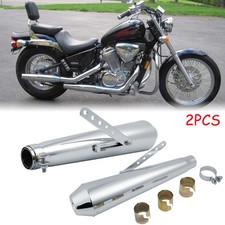 2x Slip-On Exhaust Pipes Muffler Silencers For Honda Shadow VT750 VT1100 VLX600 picture