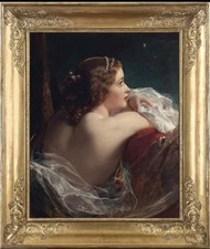 Hand Painted Classical Oil Painting The Moonlit Beauty Art Canvas Vintage Style picture