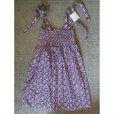 NWT Lila & Hayes Girls red white and blue Tie-Shoulder Floral Sundress 12 picture