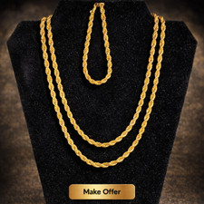 Vintage Park Lane Signed De Paree  Gold Tone Rope Necklace and Bracelet Set NEW picture