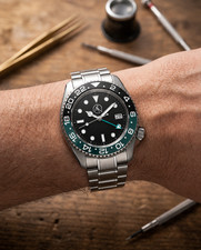 Automatic Watch Aureus Nova Classic GMT Black Dial 42mm Vintage New picture