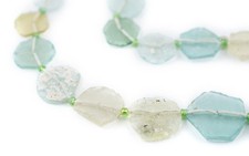 Circular Disk Graduated Ancient Roman Glass Beads 9-16mm Afghanistan Green Flat picture