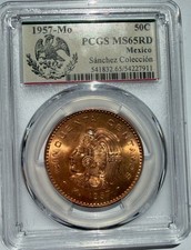 1957-Mo Mexico 50 Centavos PCGS MS65RD Sanchez Collection - Bright  Reds picture