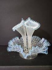 Vintage Fenton Diamond Lace Blue Opalescent 10