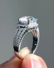 3 Ct Round Simulated Diamond Gorgeous Halo Engagement Ring 14k White Gold Plated picture