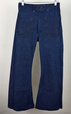 Vintage Sailor Pants Mens 28 28x30 ACTUAL Dark Wash Denim Dungarees Bellbottoms picture