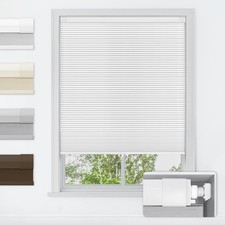 LazBlinds No Drill Cordless Cellular Blackout Shades 32x64 White Honeycomb picture