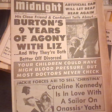 Midnight Tabloid Newspaper Lot Liz Taylor, Liz Has Cancer, Caroline Kennedy picture