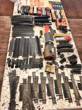 Huge Lot of Vintage HO Scale Train Items Cars Track Buildings Literature picture