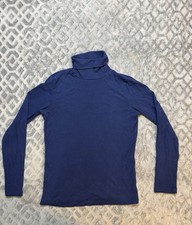 St. John's Bay Women's Blue Solid Knit 100% Cotton Turtleneck Tee S picture
