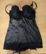 Torrid Chemise Floral Lace Cup Satin Stretch Black Size 1XL NWT picture