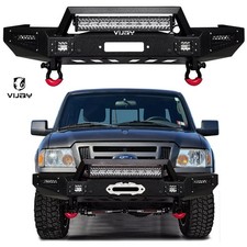 Vijay For 1998-2011 Ford Ranger Black Steel Front Bumper W/Winch Plate&LEDLights picture
