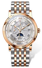 BORMAN Men's 40mm Luxury Wristwatch BM3868 MoonPhase Calendar Watch Gold/Silver picture