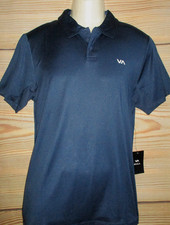 MENS RVCA PERFORMANCE NAVY BLUE POLO SHIRT SIZE M picture