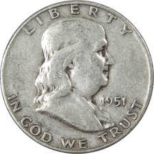 1951 D Franklin Silver Half Dollar Circulated 50c Coin Collectible picture