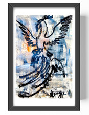 Guajardo Art Original Acrylic 9x6 Folk Art Phoenix From Ice Wall Decor picture