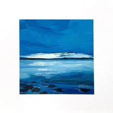 READ 8x8 PNW Original Oil Painting Pacific Coastal Landscape Nocturne Art Signed picture