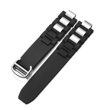 20MM RUBBER SILICONE BAND RUBBER STRAP FOR CARTIER 21 CHRONOSCAPH WATCH BLACK picture