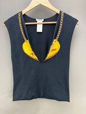 Chloe Womens Black Be My Valentine Broken Heart Sleeveless Pullover T-Shirt XS picture