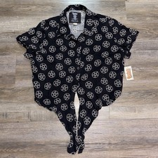NWT Hot Topic Black Pentagram Tie-Front Woven Button-Up Shirt Womens Large picture