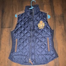 Polo Ralph Lauren Women's Blue Quilted Full Zip Vest w/ Pockets Logo M picture