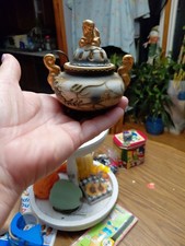 Vintage Mid-Century Japanese Satsuma Style Koro Incense Burner picture