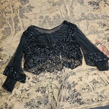 Unbelievable Rare Chiffon Fully Sequined Edwardian 1910s 20s Blouse Top Antique picture