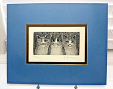 KANDA'S GALLERY BOQ SIGNED THREE CATS ETCHING PRINT 419/500 HIROTO NORIKANE (P) picture