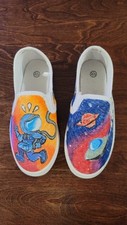 Unique Hand Painted Shoes, Space Themed, Size 2/3 picture