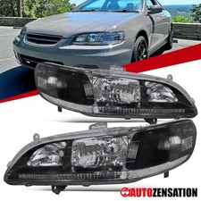 Fit 1998-2002 Honda Accord 2/4Dr Black Headlights Head Lamps Left+Right 98-02 picture