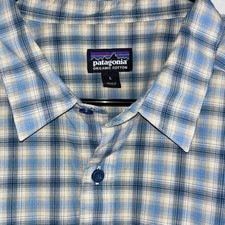 Patagonia Organic Cotton Button Shirt Shirt Men's Size Large Blue Plaid Pocket picture