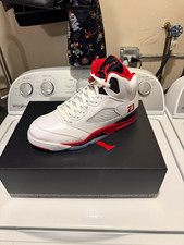 Jordan Air Jordan 5 Retro White/Red/Black Mid Top Leather Basketball picture