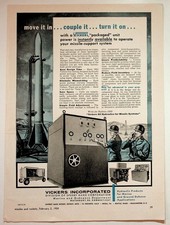 1959 Vickers Sperry Rand Missile Support System Vintage Print Ad picture