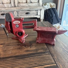 Vintage Columbian Gyro Vise No 73 1/2 Smooth Jaw Gunsmith Bench Vise & Anvil USA picture