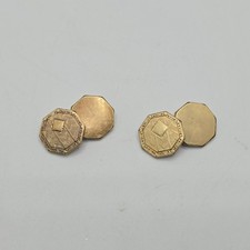 Krementz Cufflinks Art Deco Gold Tone Octagonal Chain Link 1930s Vintage picture