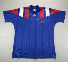 Vintage France 1992 1994 Home Jersey Adidas Equipment Shirt Mens Large Euro 92 picture