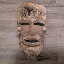Vintage Huave Mask. Oaxaca Mexican Wood Carved Dance Mask. Large. picture