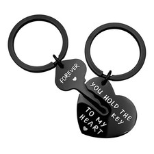 Couples You Hold the Key to My Heart Puzzle Keychain Set 2pc Stainless Steel picture