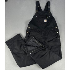 Carhartt Overalls Mens Large Black Firm Duck Canvas Duck Insulated Bib Workwear picture