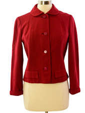 50s Vintage Betty Rose Fitted Wool Blazer Embroidered Peplum Jacket Size S Women picture