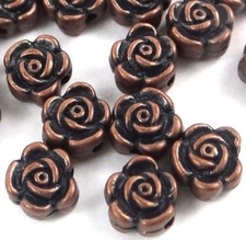20 Antique Copper Pewter Rose Flower 6x4mm Beads picture
