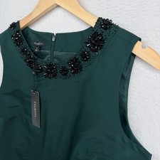 TALBOTS Top 8 Silk Satin Jewel Beaded Sleeveless Blouse Lined Green NEW picture