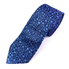 FREYWILLE Silk Tie Navy and Blue Geometric Bubble Necktie ~ Made in Italy EUC picture