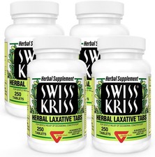 Swiss Kriss Herbal Laxative Tablets 250 Tablets Each (Pack of 4) picture